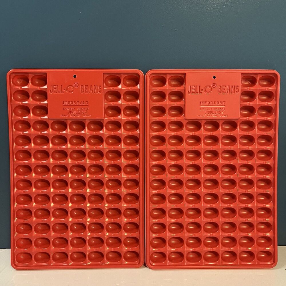 Jell-O Jelly Beans Lot Of 2 Jello Mold Jigglers Trays Shooters Red *READ